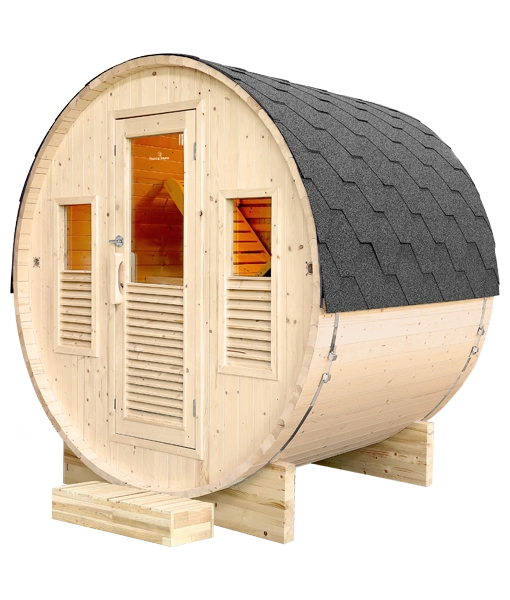 France Sauna Gaïa Bella outdoor sauna, front view with the door closed