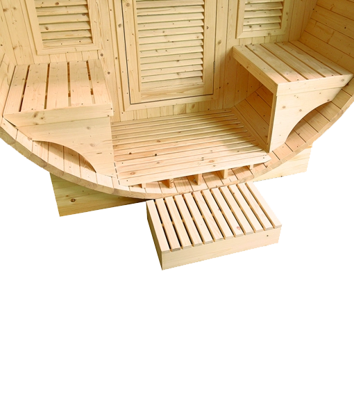 France Sauna Gaïa Luna outdoor sauna seen from above showing the deck and roof line