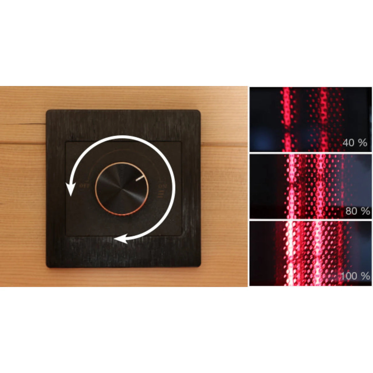 Holl's Canopée 2 infrared sauna control dial and emitter detail