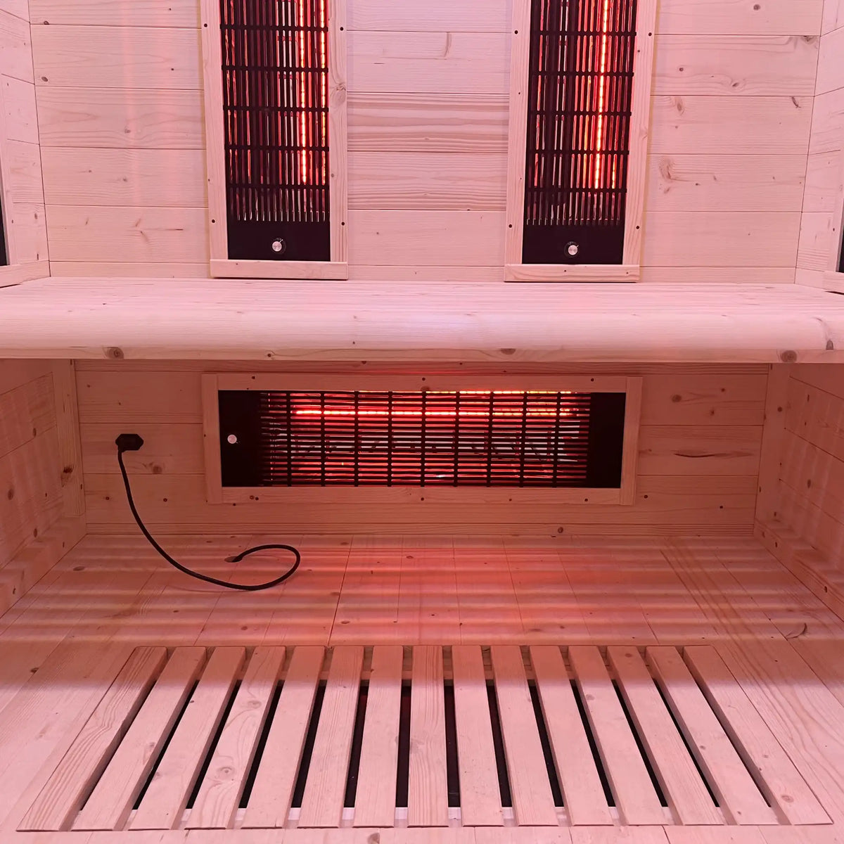 Holl's Combi 2 infrared emitters on the back wall and under the bench, lit