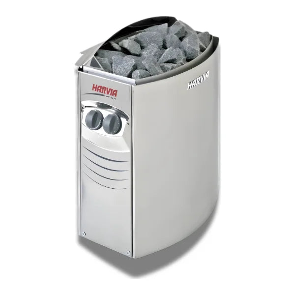 Heater: Harvia Vega BC80, 8kW electric, wall mounted, 20kg of stones