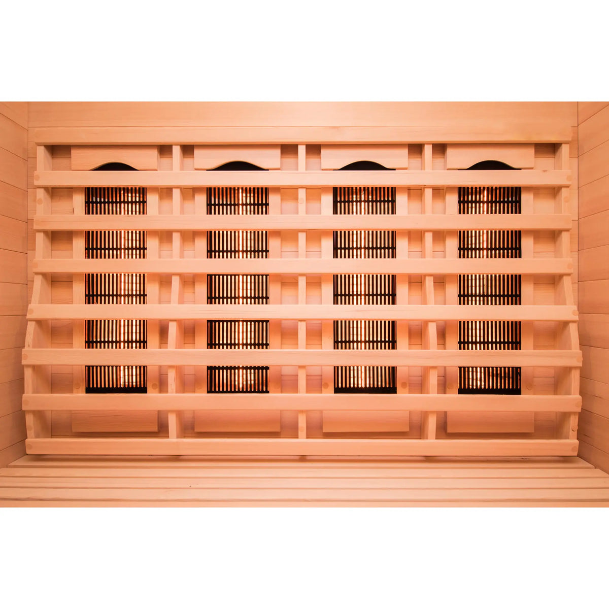 France Sauna Apollon 3 infrared sauna interior showing the rear quartz emitter bank