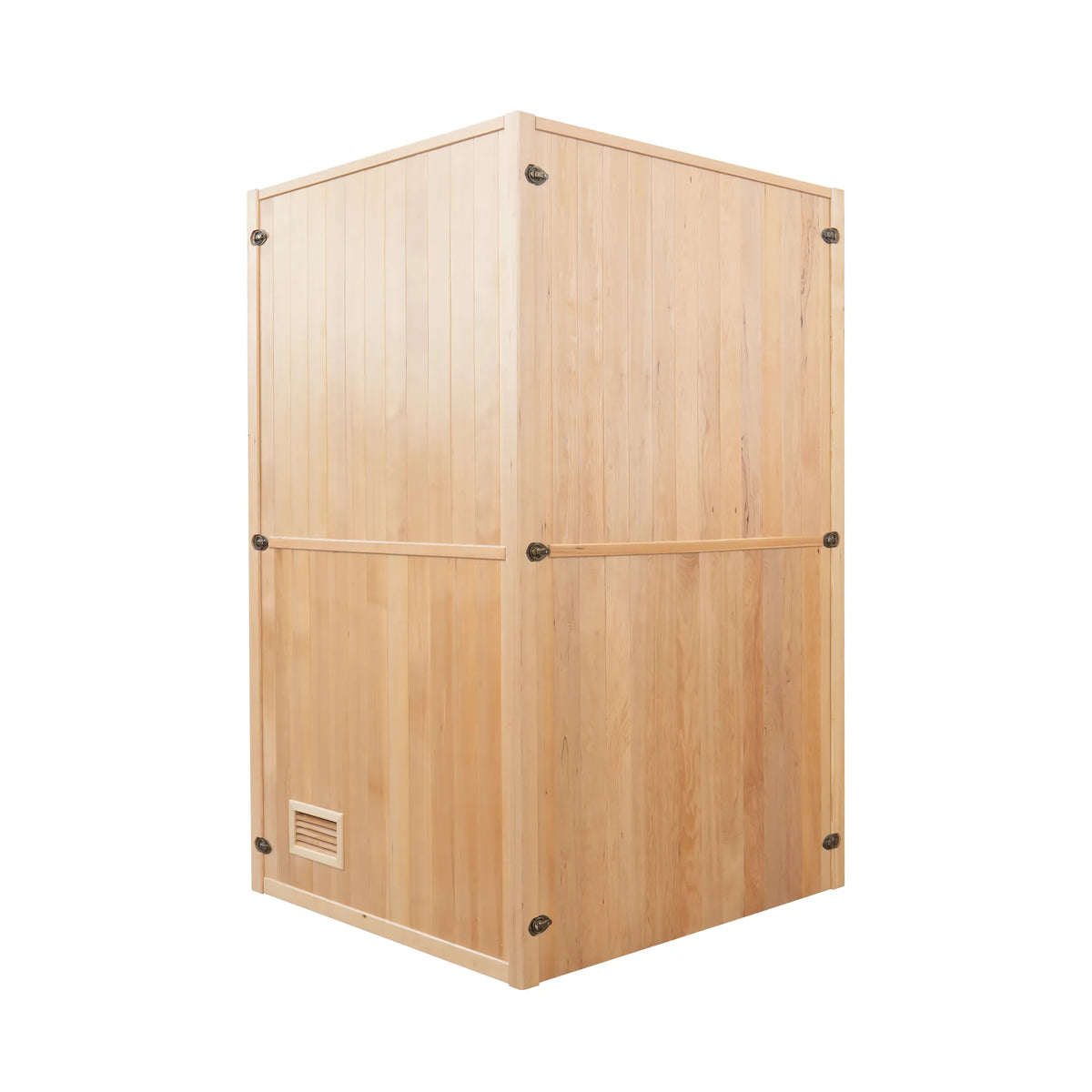France Sauna Zen 2 indoor sauna, rear view showing the plain spruce panels
