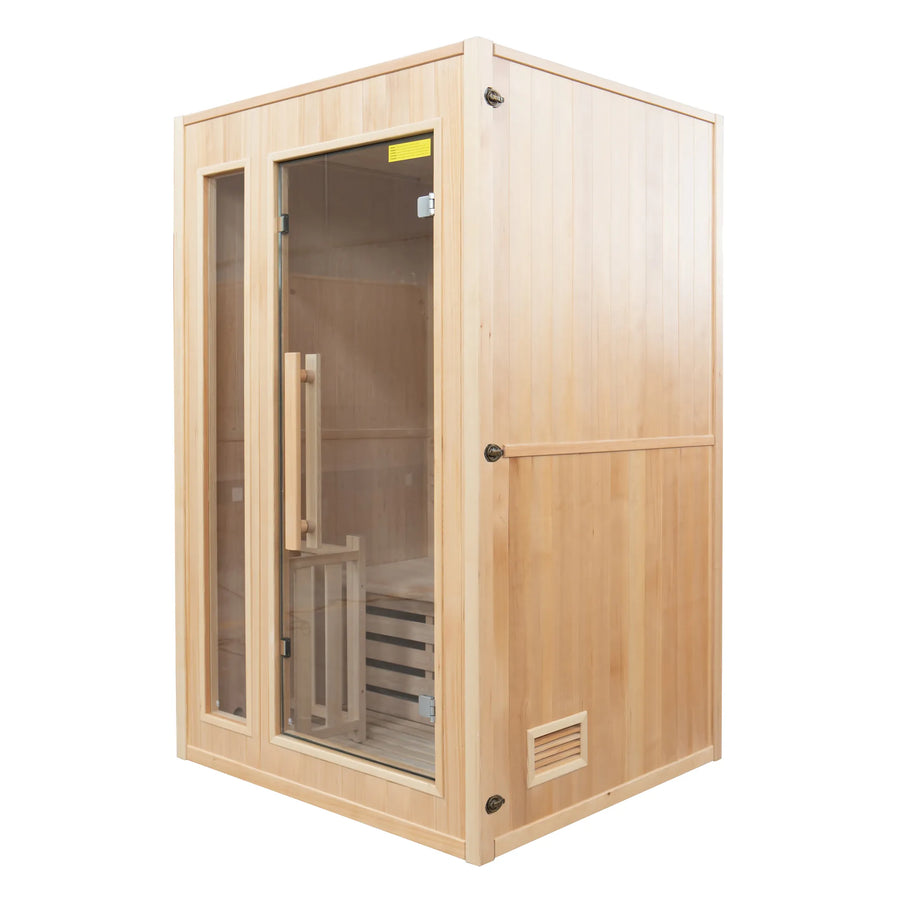 France Sauna Zen 2 indoor sauna, three quarter view from the right