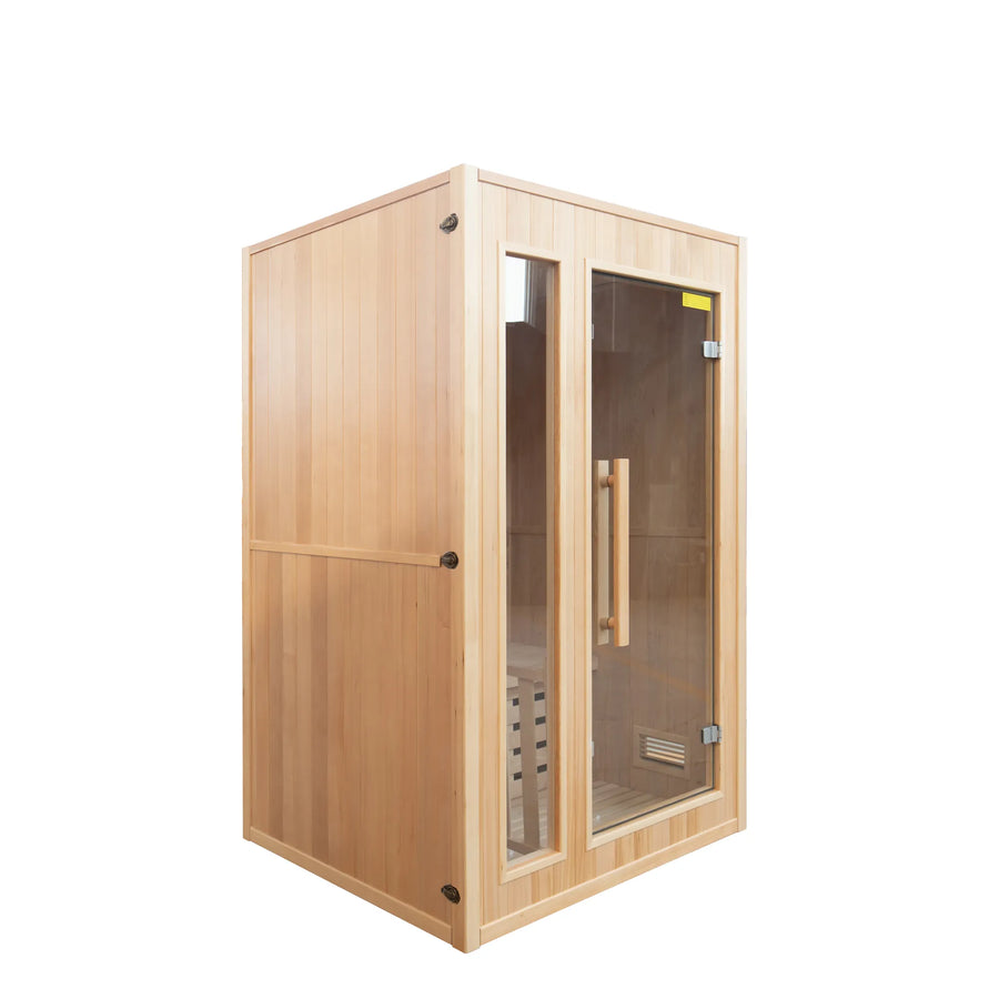 France Sauna Zen 2 indoor sauna, three quarter view from the left