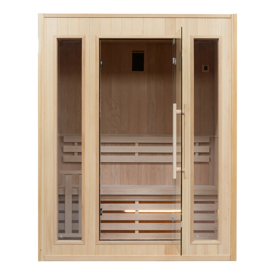 France Sauna Zen 3 indoor sauna, front view with glass door