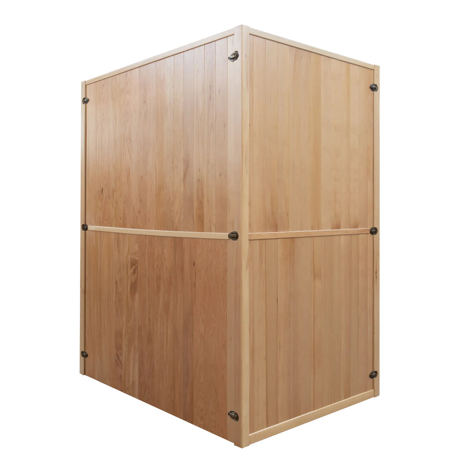 France Sauna Zen 3 indoor sauna, rear view showing the plain spruce panels