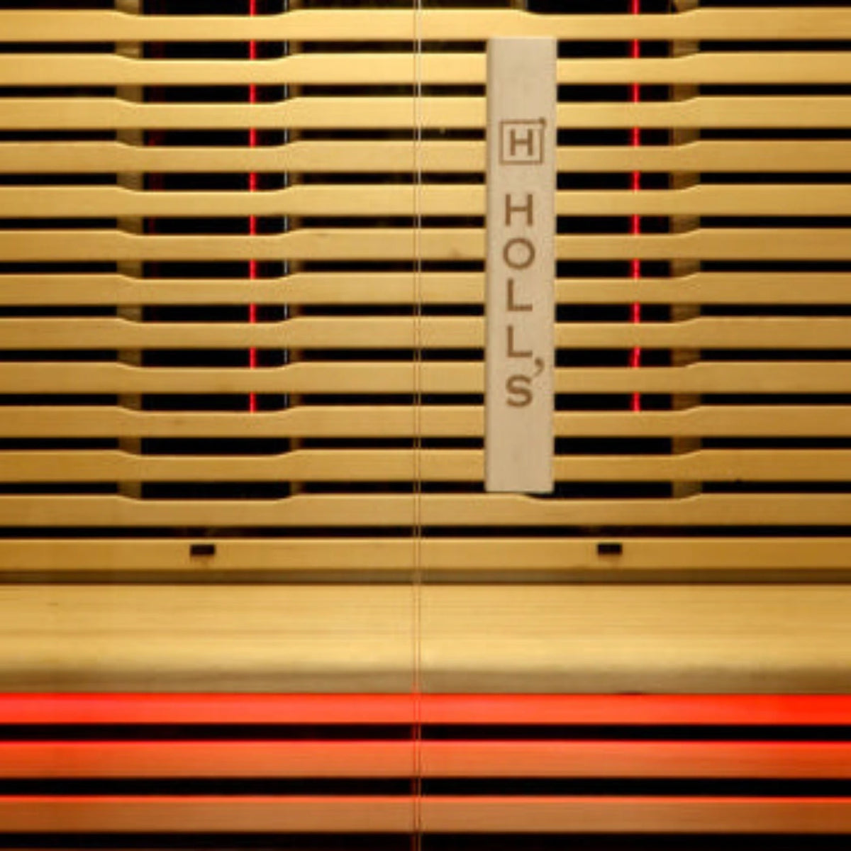 Holl's Canopée 3C corner infrared sauna full length emitter panel lit