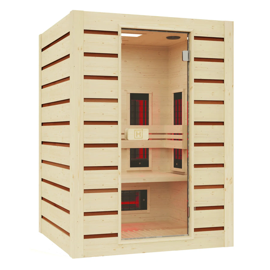 Holl's Combi 2 hybrid sauna, three quarter view from the other side