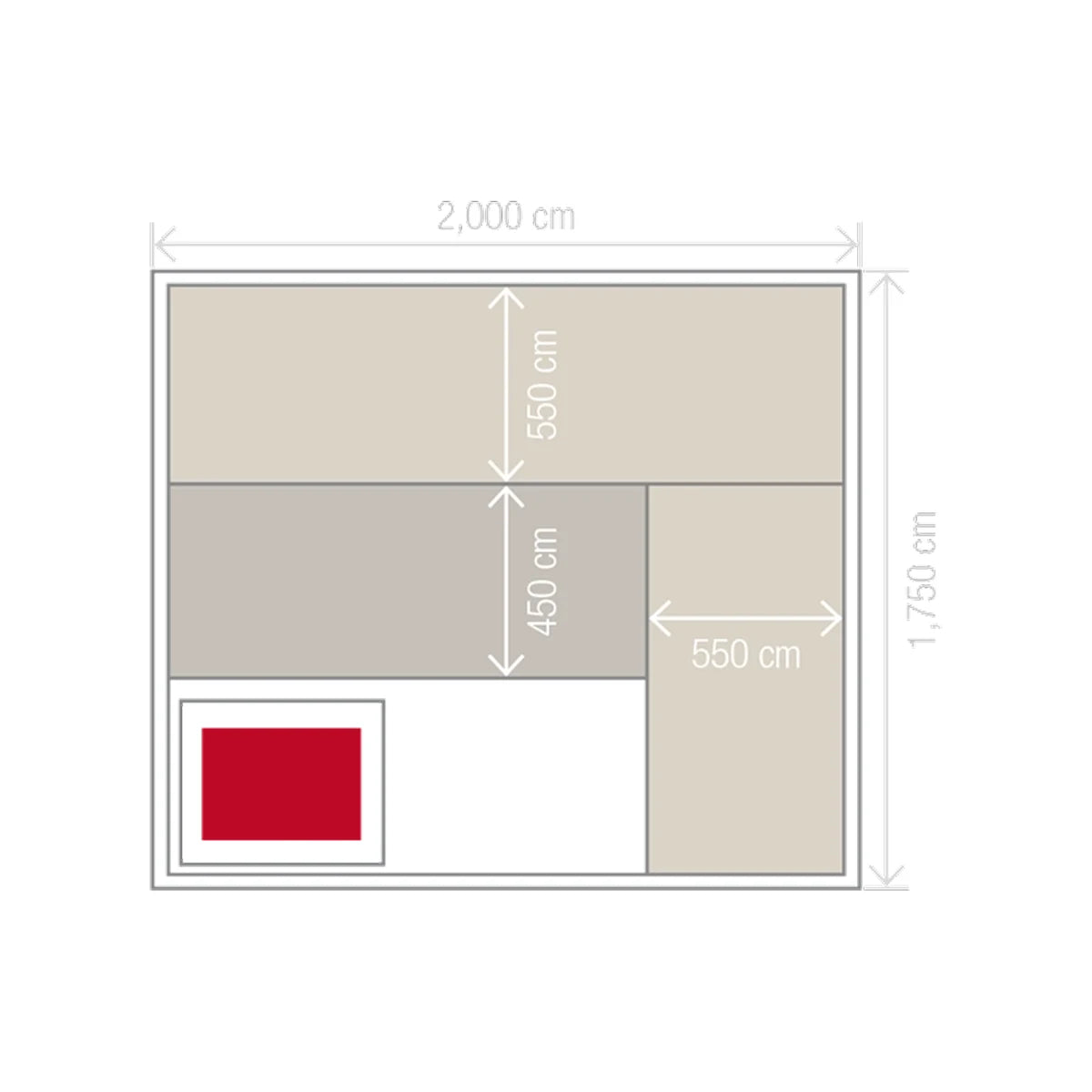 Holl's Eccolo 6 floor plan drawing with bench layout and dimensions