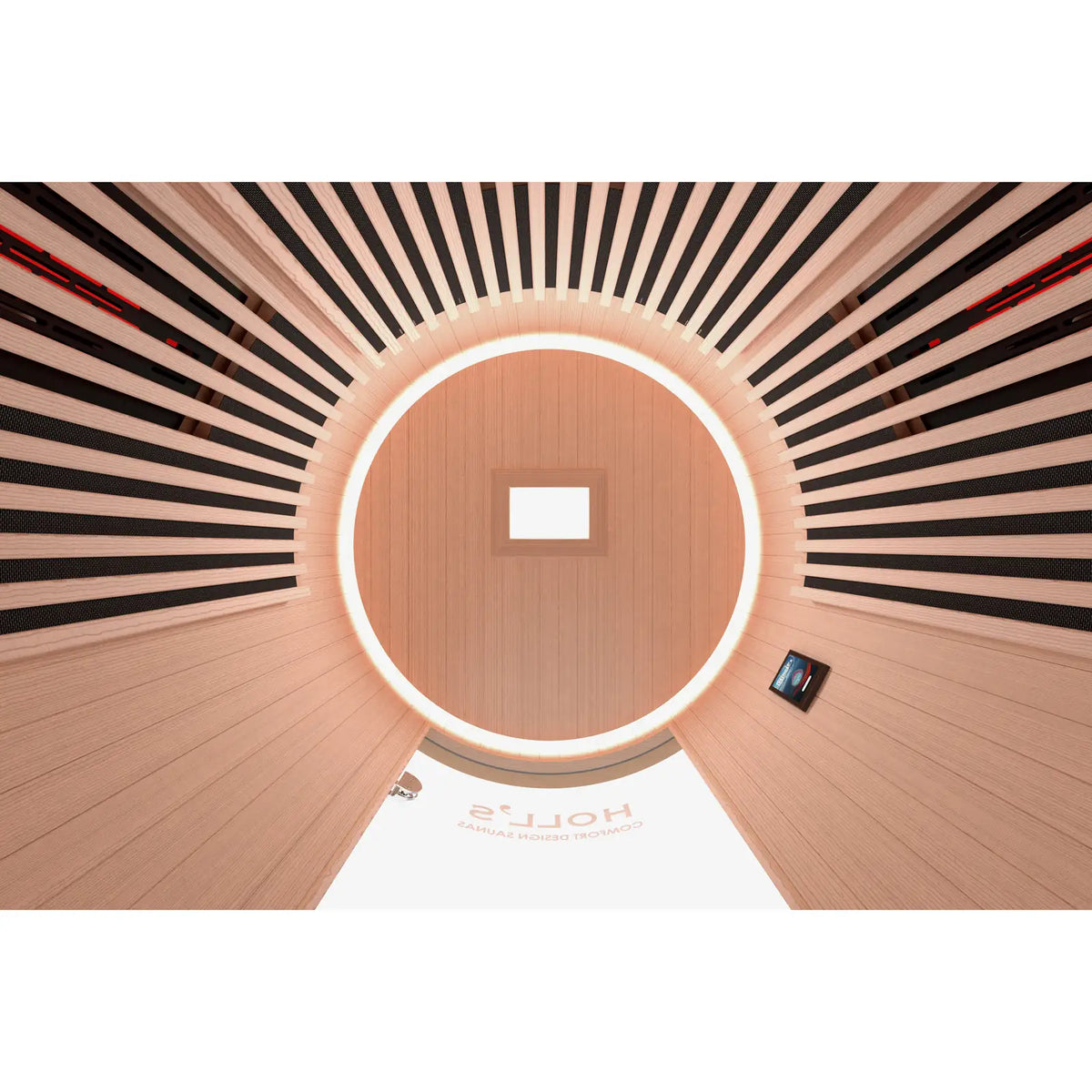 Holl's Moon 1 infrared sauna ceiling with light ring and speaker
