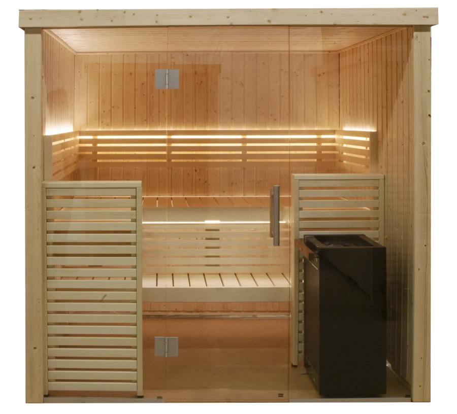 Variant View cabin lit by the DMX controlled RGBW colour lighting set
